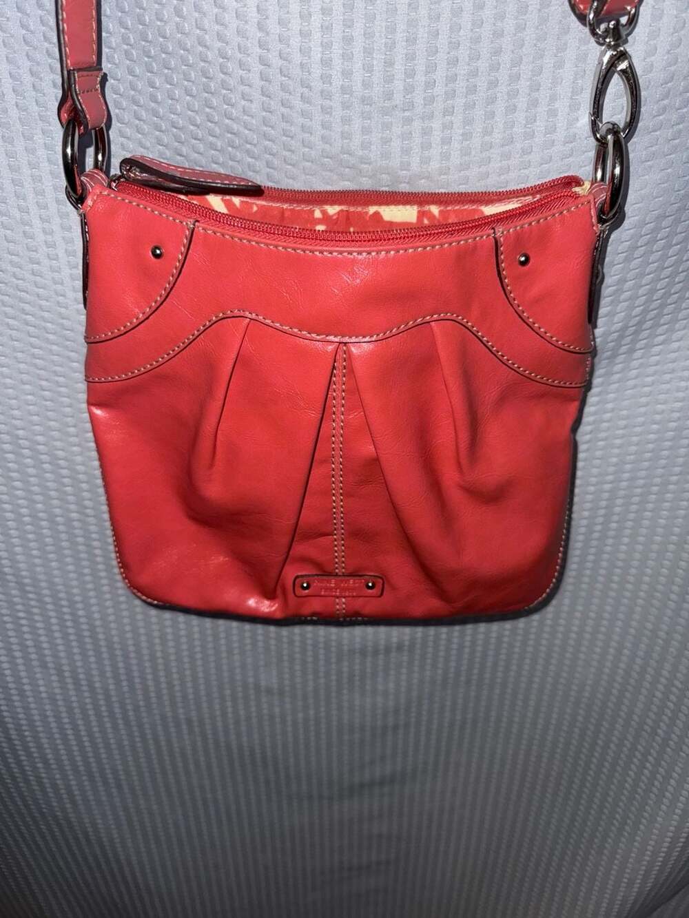 Nine West Orange Pleated Faux Leather Crossbody Bag - Picture 2 of 4